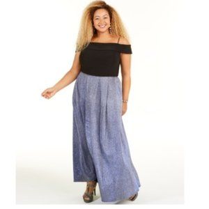 NWT Morgan & Co. Womens Metallic Shimmer Formal Dress Plus Size 16w $150 X018